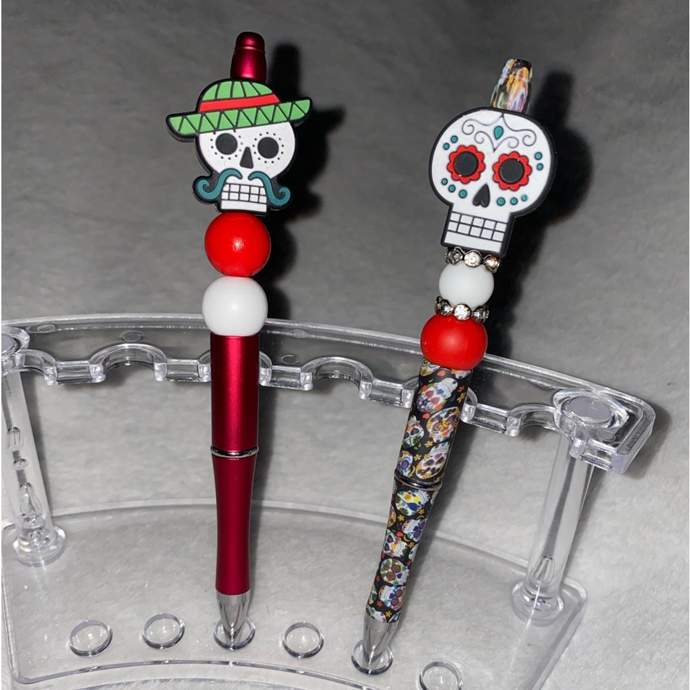 2 Day of the Dead beaded pens